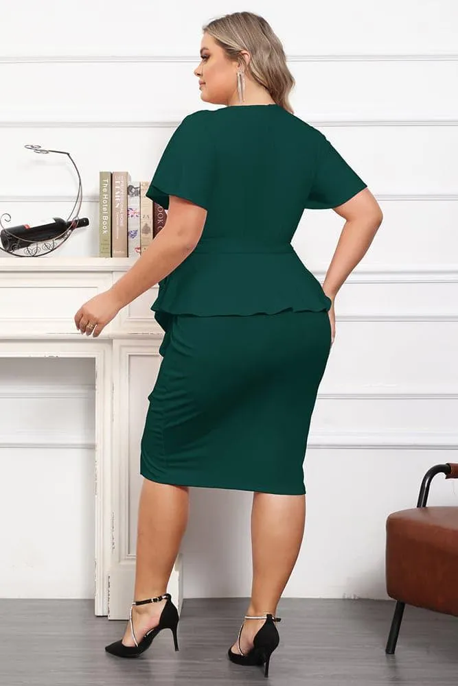 Twinset  OL Short Sleeve Front Slit Bodycon Dress