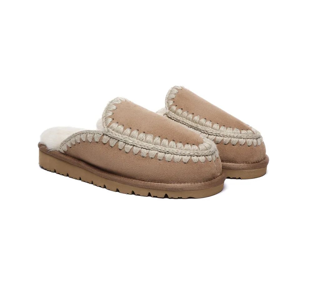 UGG Slippers Women Sheepskin Wool Knitted Ankle Slippers Sophia