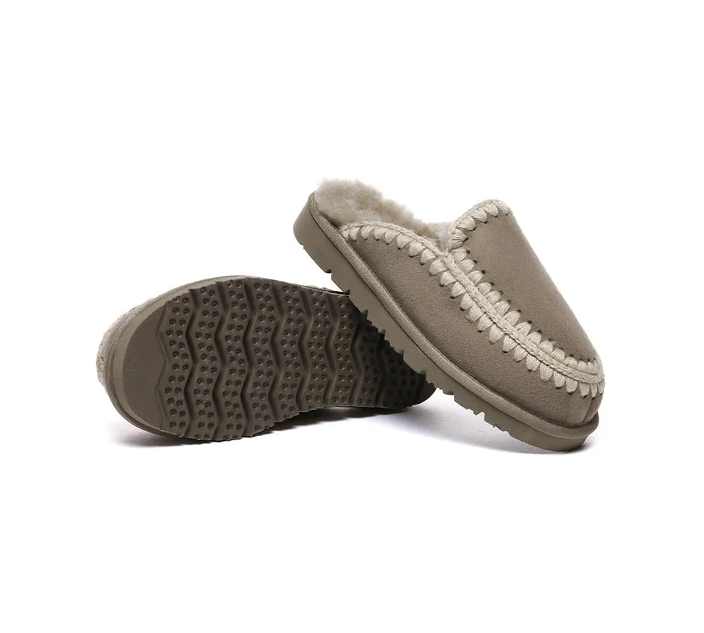 UGG Slippers Women Sheepskin Wool Knitted Ankle Slippers Sophia