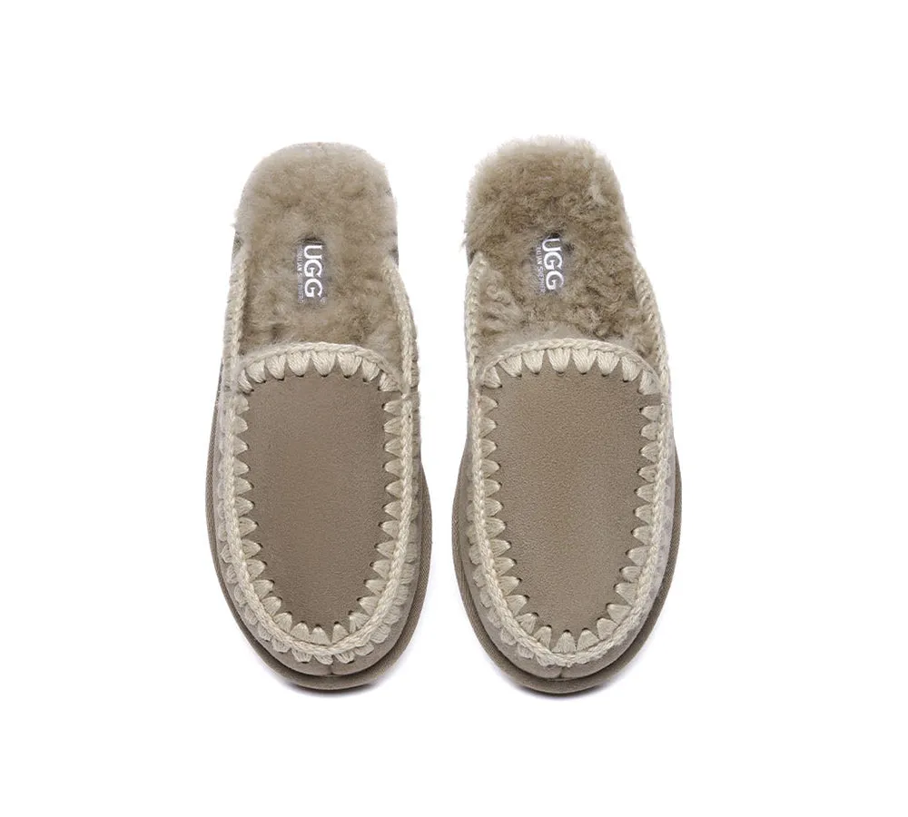UGG Slippers Women Sheepskin Wool Knitted Ankle Slippers Sophia