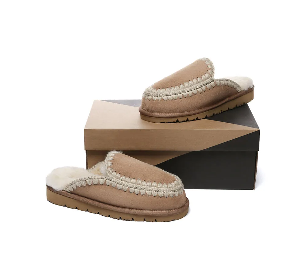 UGG Slippers Women Sheepskin Wool Knitted Ankle Slippers Sophia