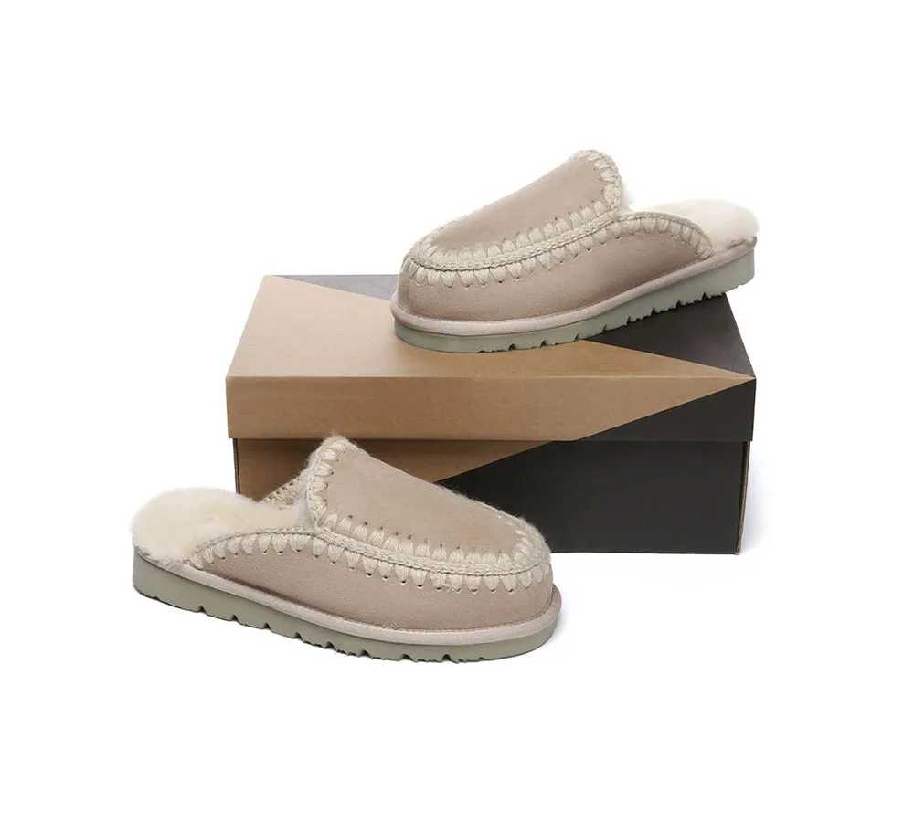 UGG Slippers Women Sheepskin Wool Knitted Ankle Slippers Sophia