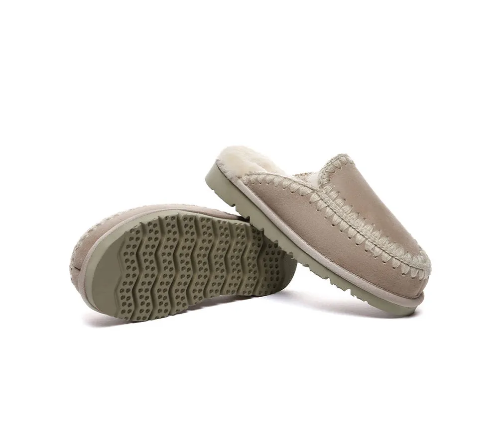 UGG Slippers Women Sheepskin Wool Knitted Ankle Slippers Sophia