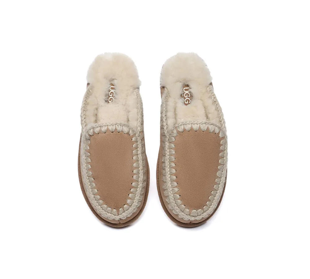 UGG Slippers Women Sheepskin Wool Knitted Ankle Slippers Sophia