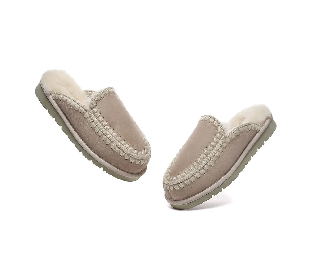 UGG Slippers Women Sheepskin Wool Knitted Ankle Slippers Sophia
