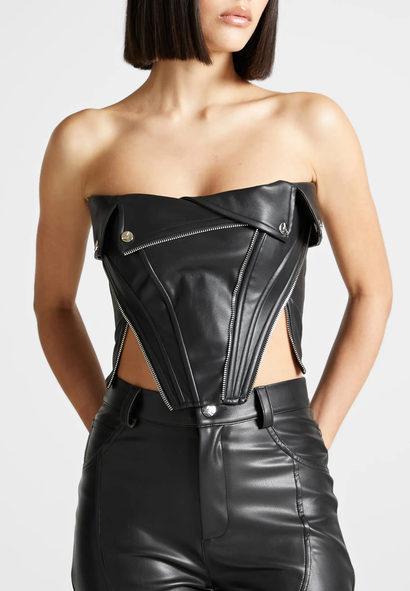 Vegan Leather Biker Corset
