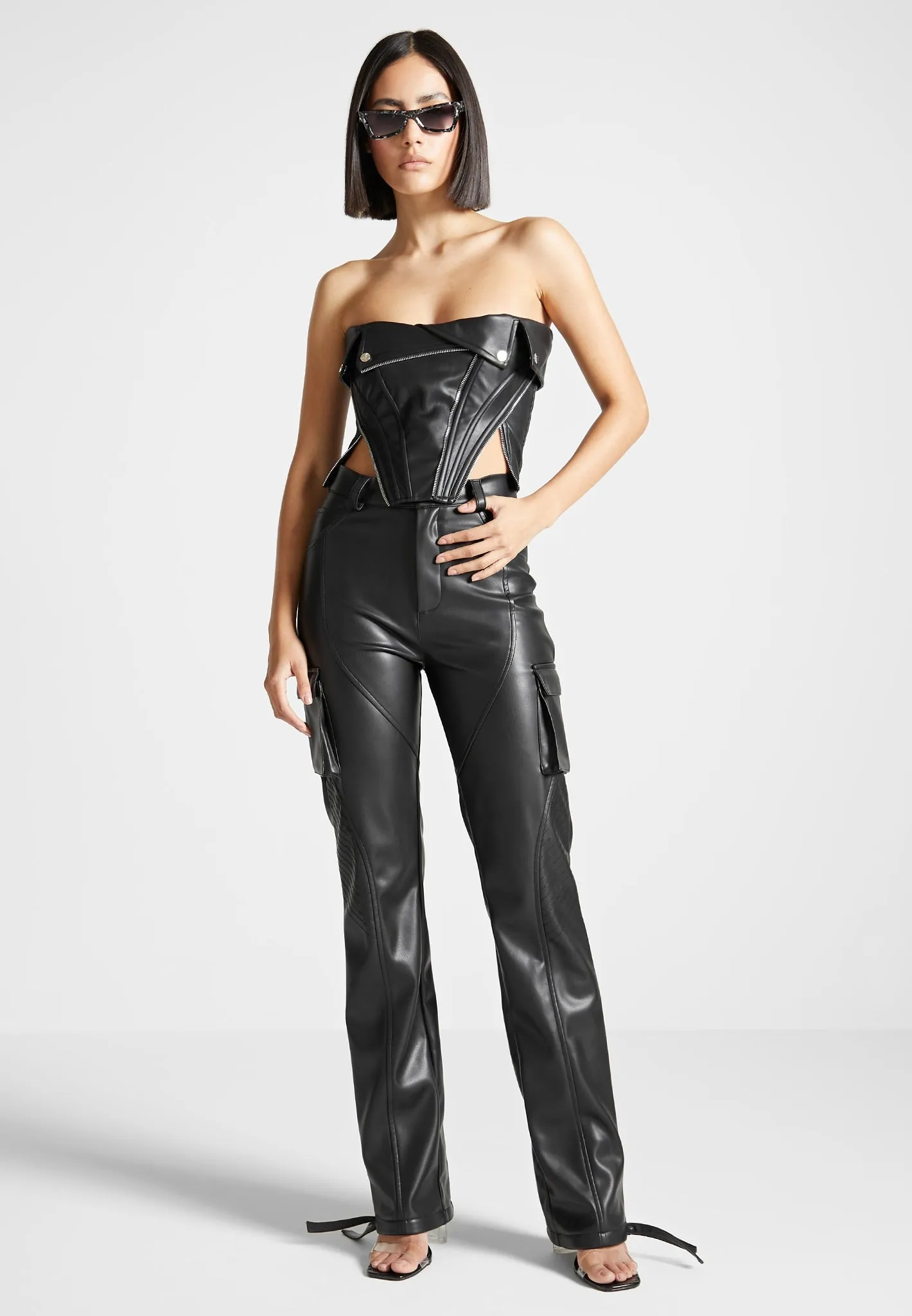 Vegan Leather Biker Corset