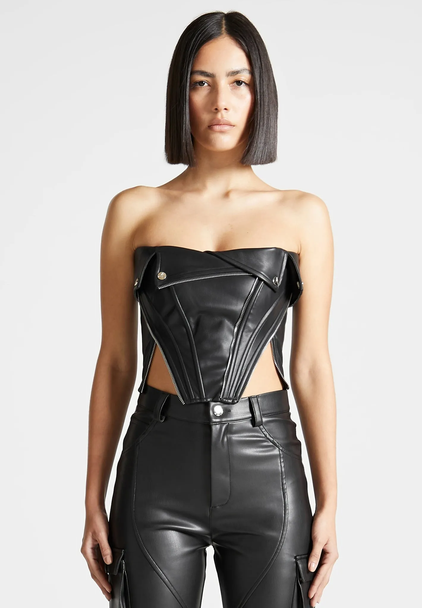 Vegan Leather Biker Corset