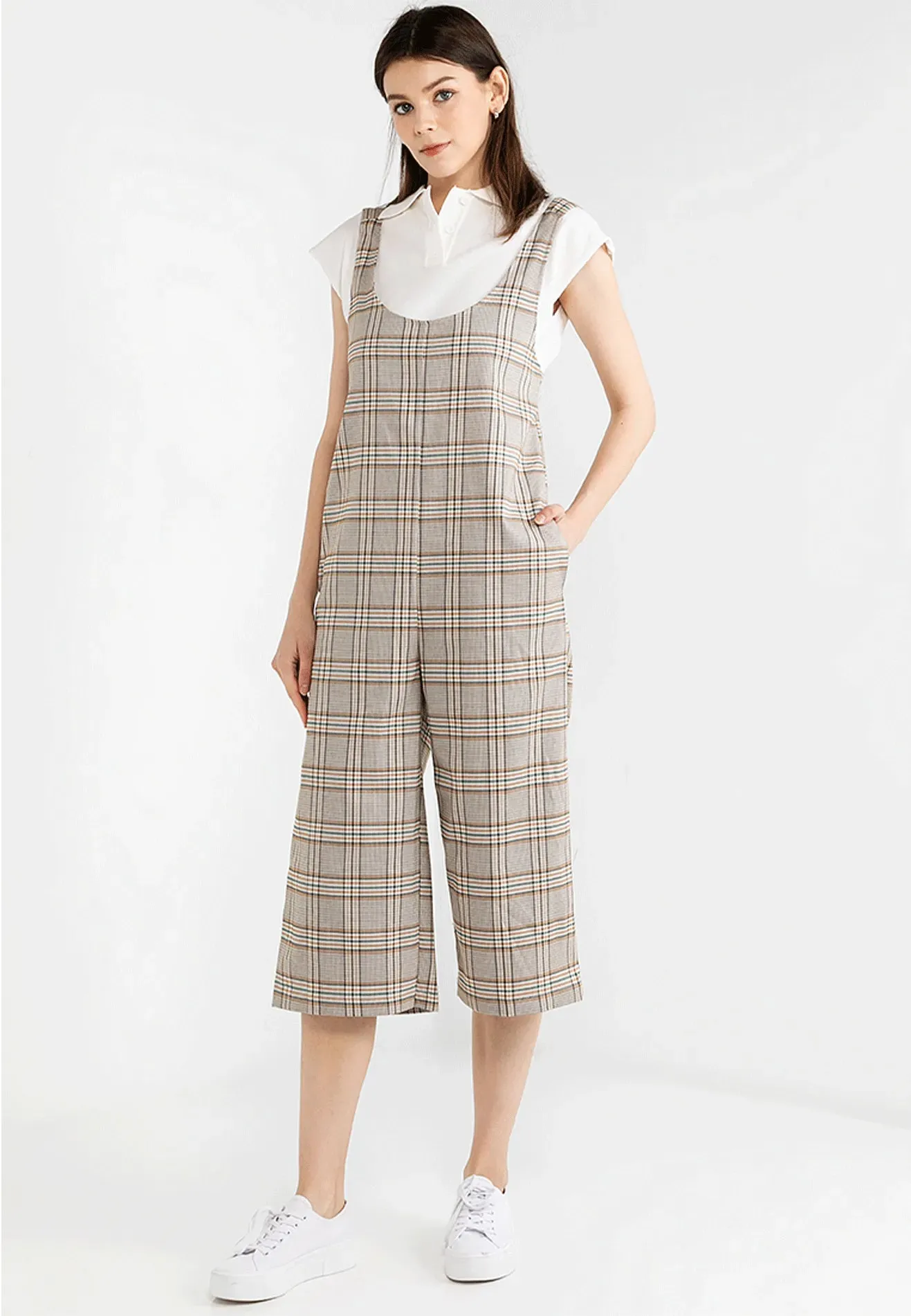 VOIR JEANS Hey Summer Collection: Sleeveless Checkered Jumpsuit