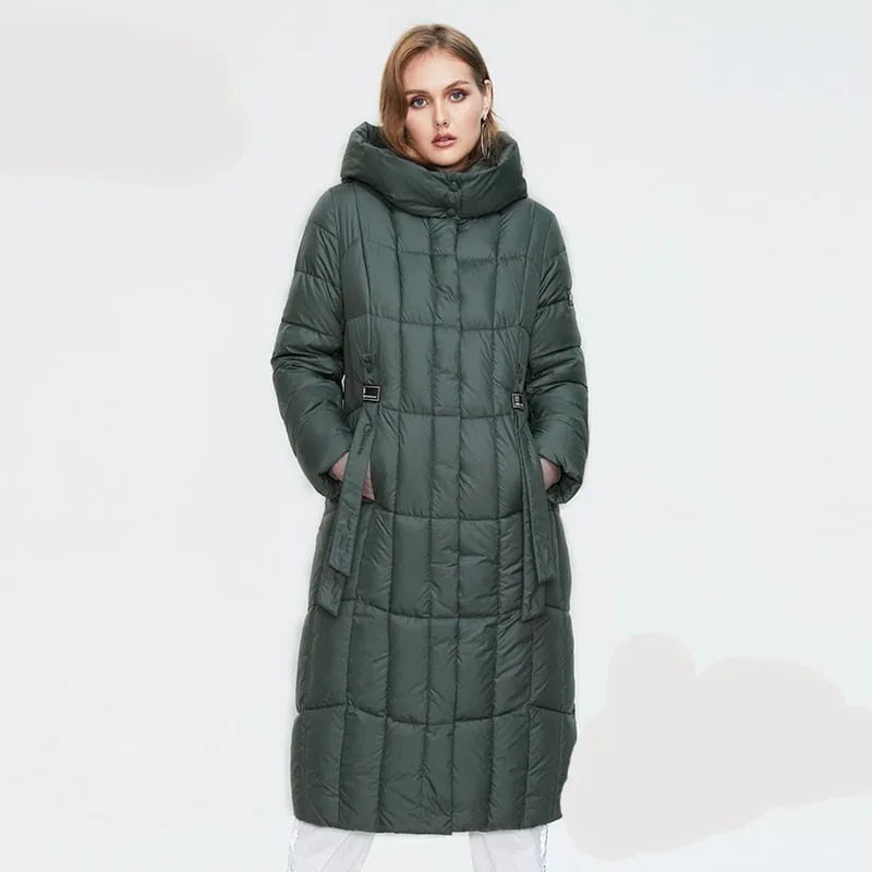 Winter Women's coat women long warm parka Plaid fashion thick Jacket hooded large sizes female Jacket