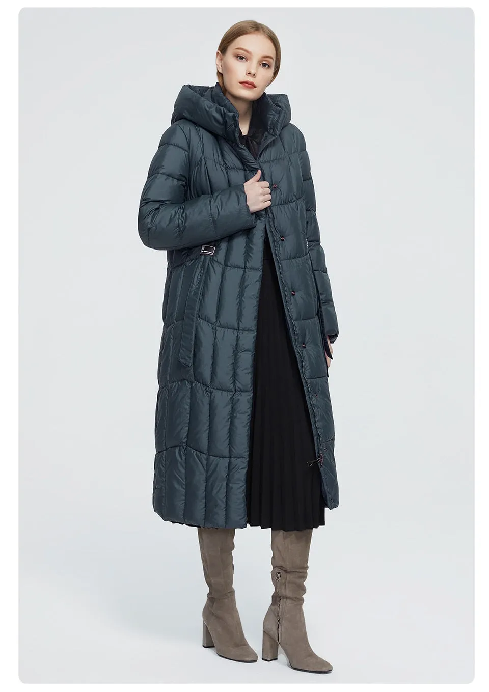 Winter Women's coat women long warm parka Plaid fashion thick Jacket hooded large sizes female Jacket