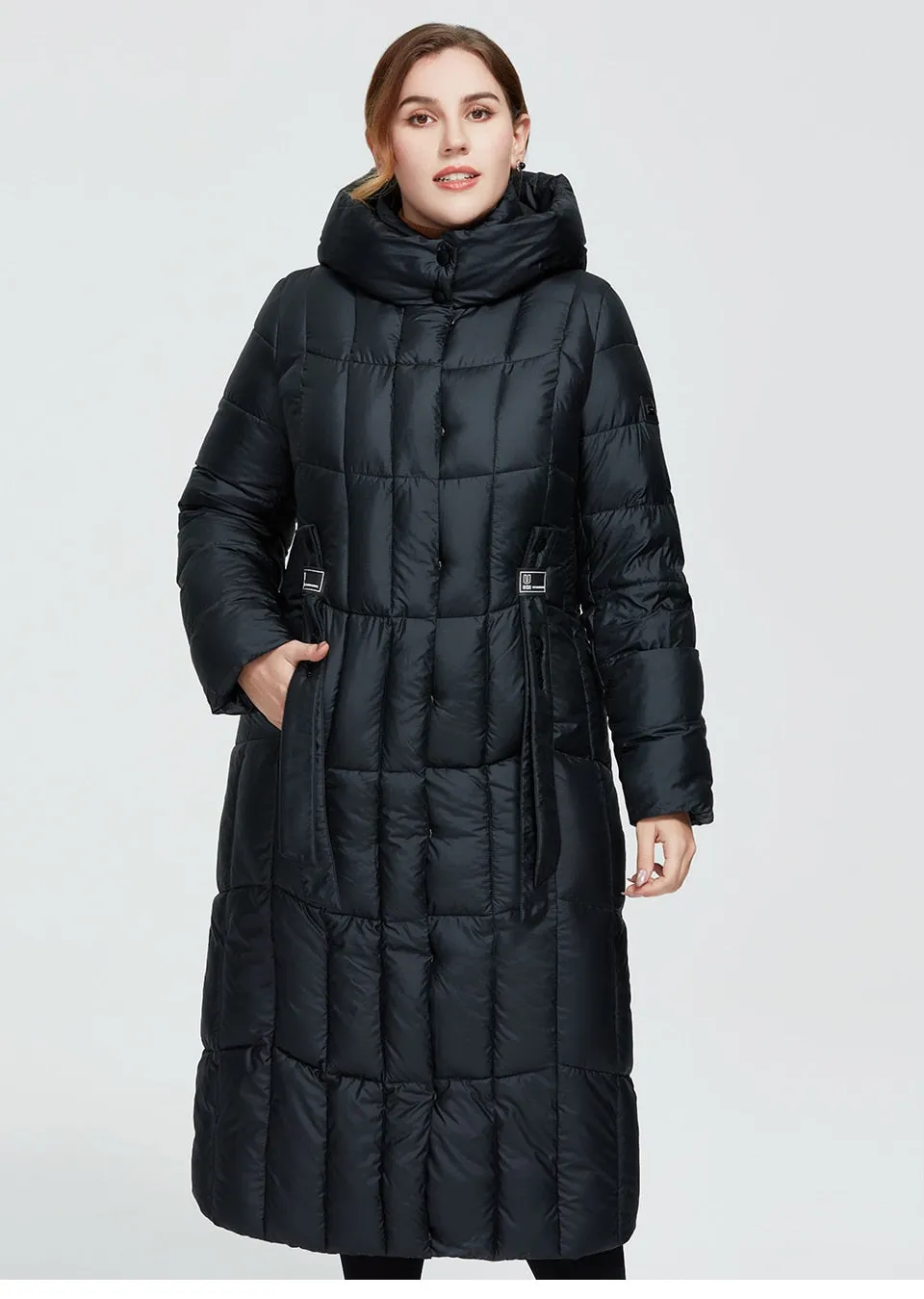 Winter Women's coat women long warm parka Plaid fashion thick Jacket hooded large sizes female Jacket