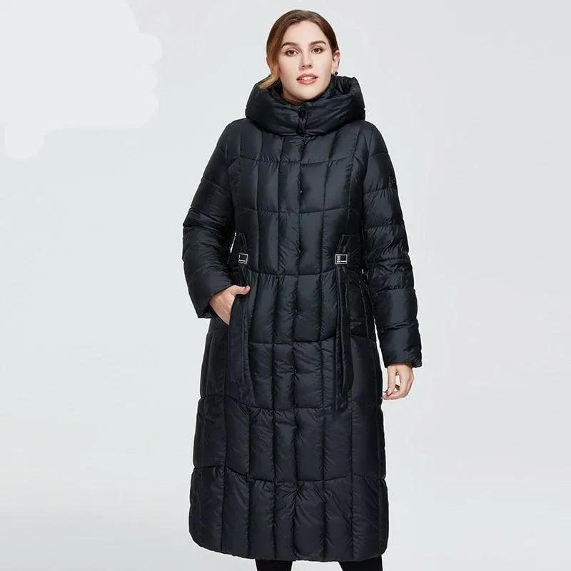 Winter Women's coat women long warm parka Plaid fashion thick Jacket hooded large sizes female Jacket