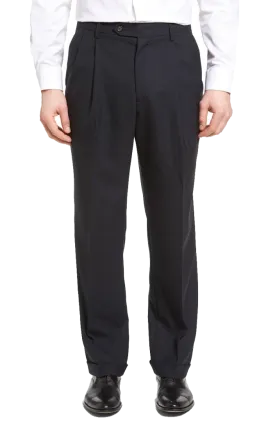 Worsted Wool Plain Weave, Self Sizer Pleated<br>Big & Tall<br>Regular Rise
