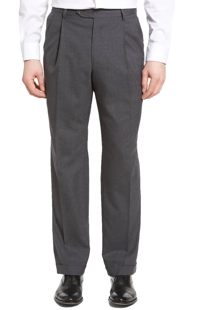Worsted Wool Plain Weave, Self Sizer Pleated<br>Big & Tall<br>Regular Rise