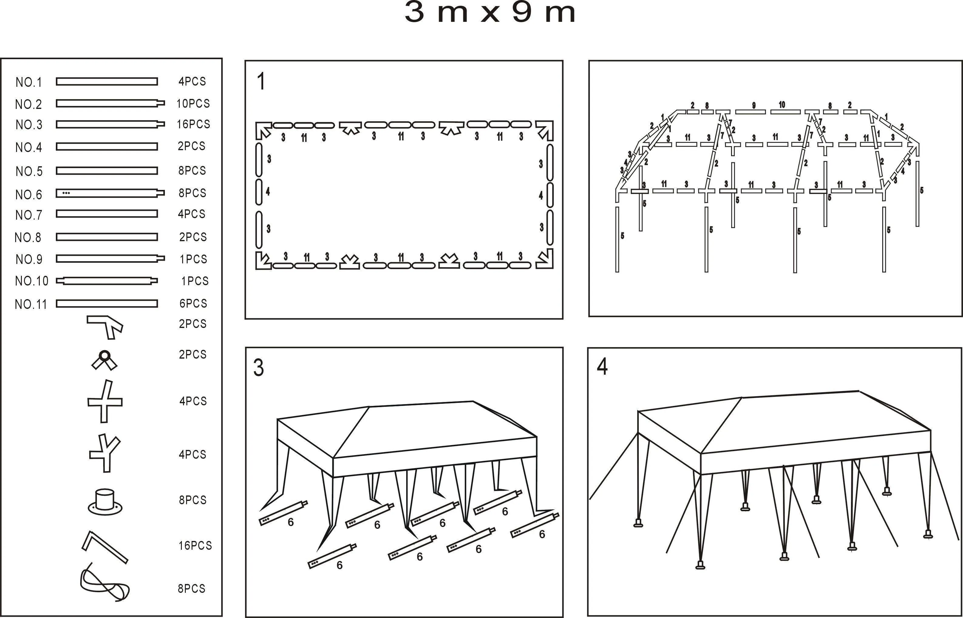 ZENY™ 10' x 30' Outdoor White Waterproof Gazebo Canopy Tent Assemble Parts